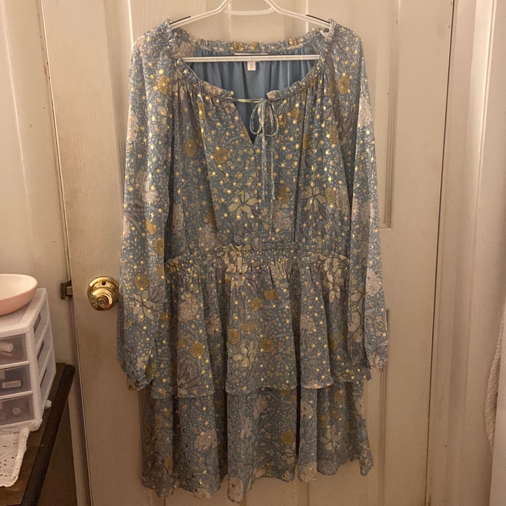 LC Lauren Conrad Blue Mini Peasant Dress